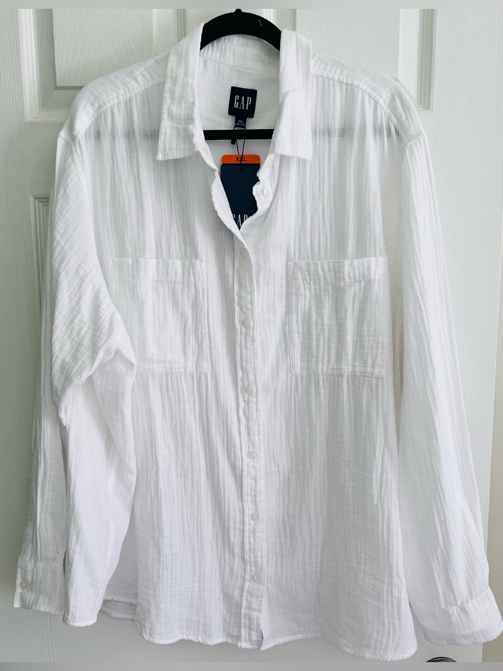 NWT GAP White Oversized Textured Button-Down Shirt XXL